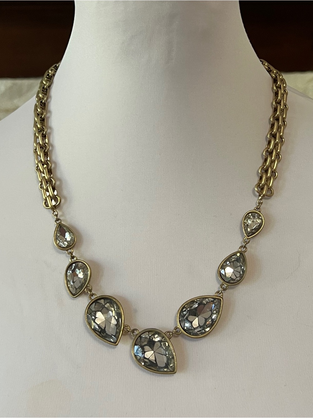 Kenneth Cole Crackle Glass Gold-Tone Link Teardrop Necklace - Womens Jewelry